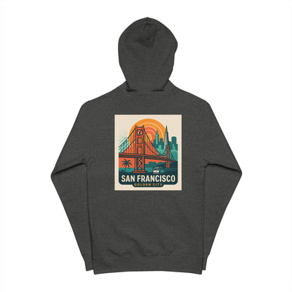San Francisco Graphic Unisex Zip Up Hoodie, Comfortable Fleece Zip Up, Travel Souvenir, Vintage Streetwear, Perfect Gift